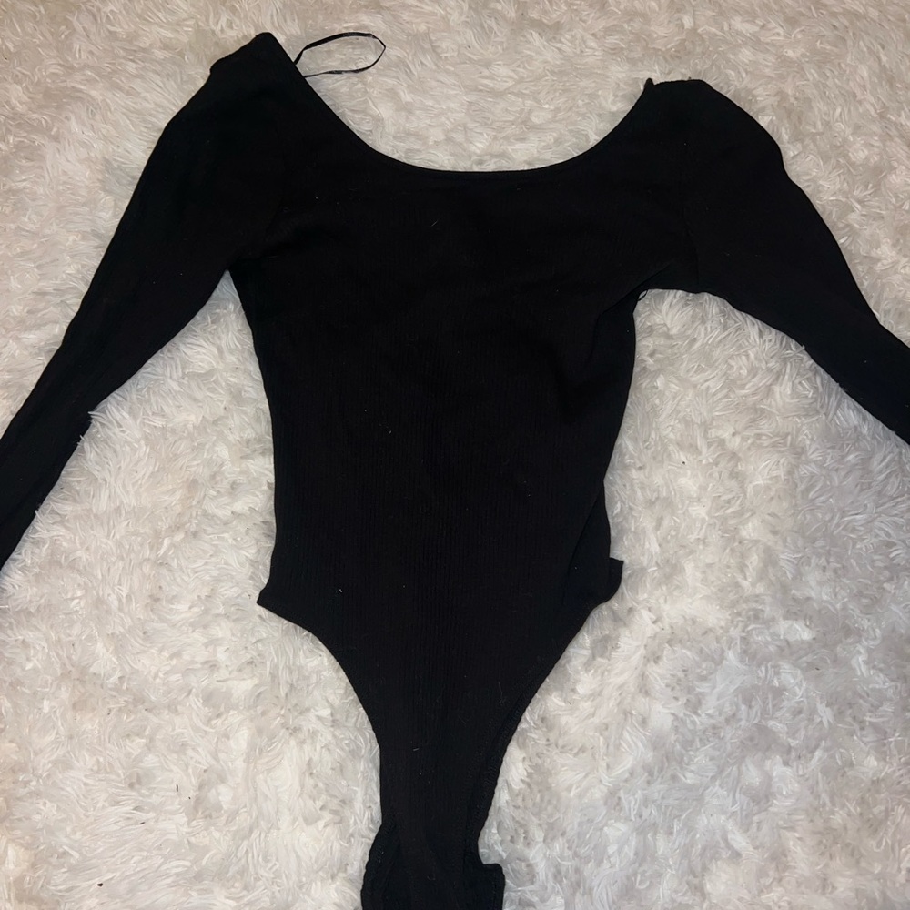 H&M open back black long sleeve bodysuit